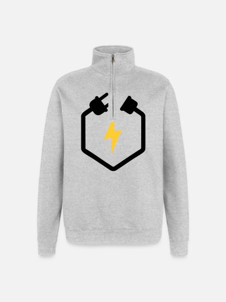 Electrician Plug Power Lightning Logo - Quarter-Zip Sweatshirt - heather grey