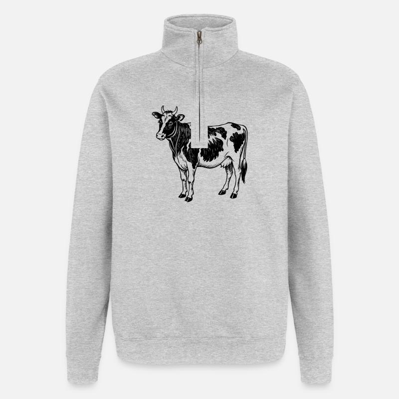 Holstein - Sweat à zip 1/4 - gris chiné