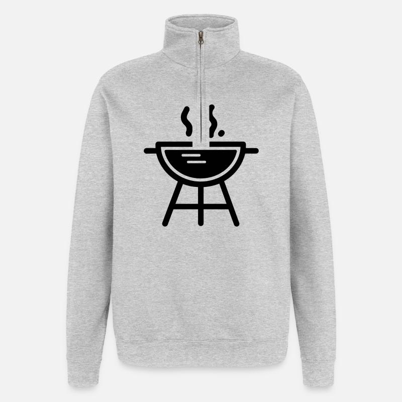 barbecue - Sweat à zip 1/4 - gris chiné