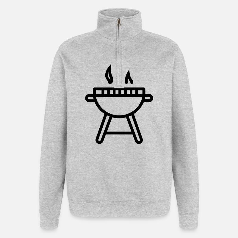 barbecue - Sweat à zip 1/4 - gris chiné