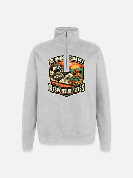 La course avant mes devoirs - Sweat à zip 1/4 - gris chiné
