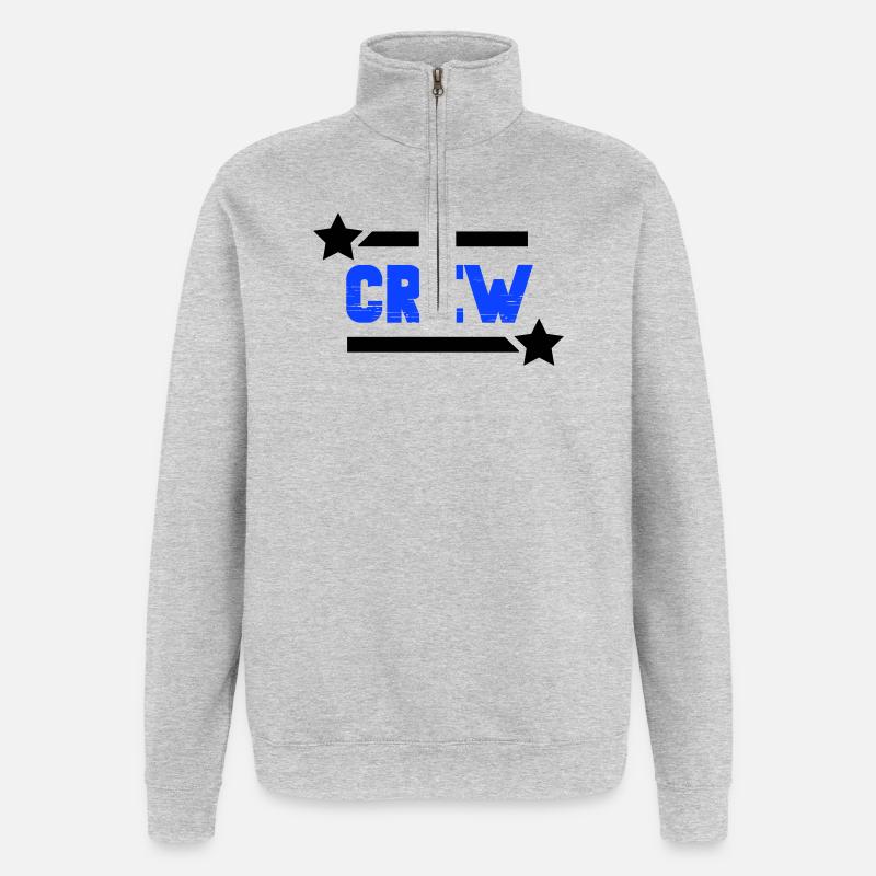 crew_-2- - Sweat à zip 1/4 - gris chiné