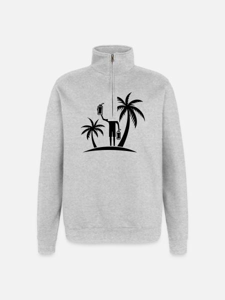Palmen Symbol Strand Party - Quarter-Zip-Sweatshirt - Grau meliert