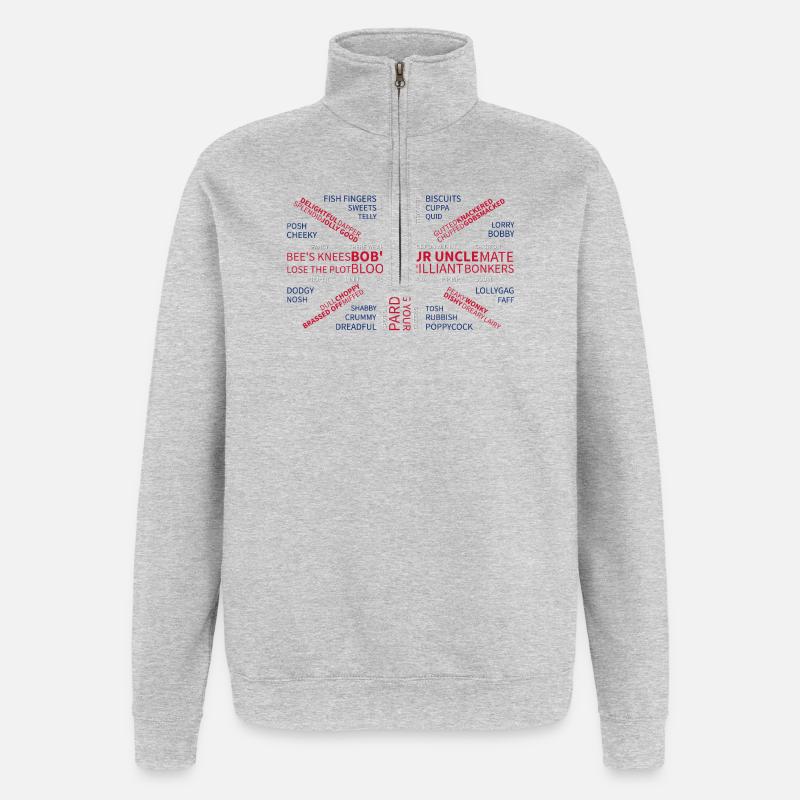 UBERBRITISH - Sweat à zip 1/4 - gris chiné