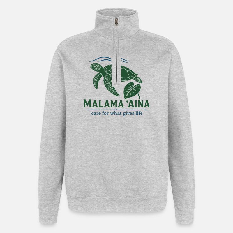 Malama Aina Turtle - Quarter-Zip Sweatshirt - heather grey