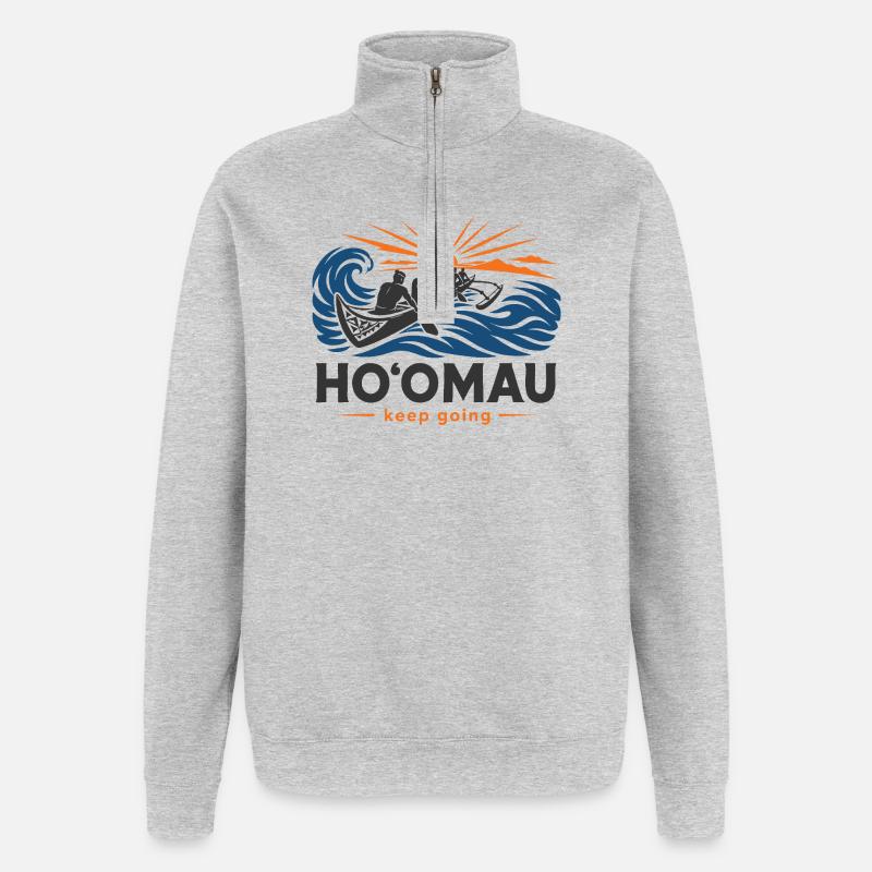 Hoomau Keep Going - Quarter-Zip Sweatshirt - heather grey