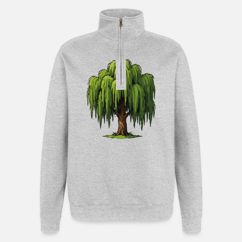 Weeping Willow Graphic - Quarter-Zip Sweatshirt - heather grey