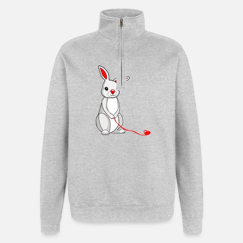 Rabbit - Sweat à zip 1/4 - gris chiné