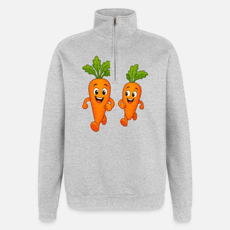 Carrots while jogging - Quarter-Zip Sweatshirt - heather grey