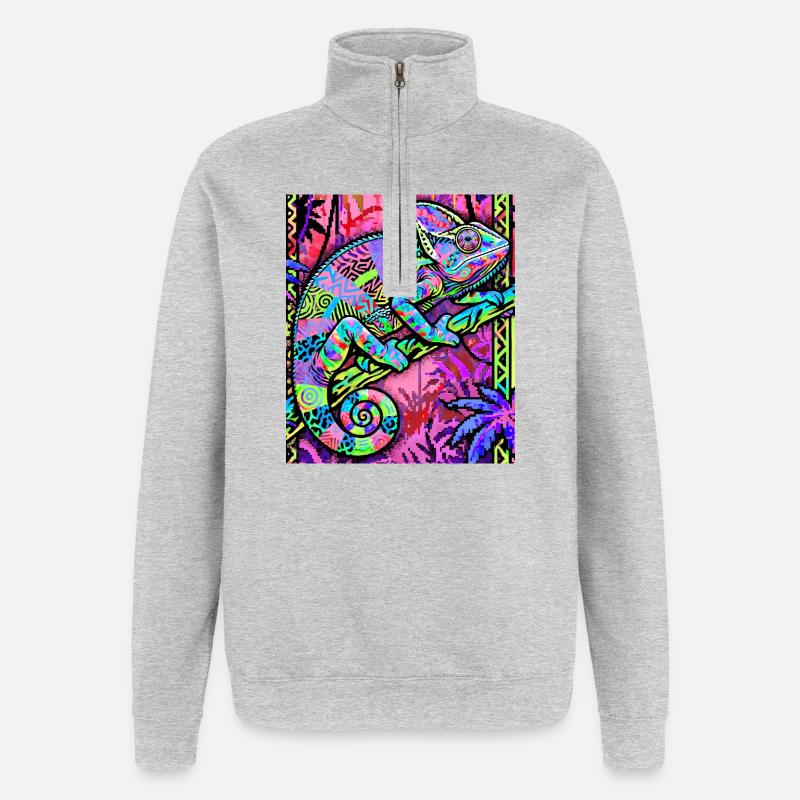 caméléon - Sweat à zip 1/4 - gris chiné