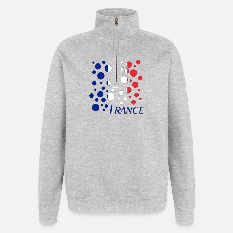 French Circle Dots Pattern - Quarter-Zip Sweatshirt - heather grey