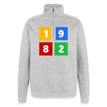 1982 - Quarter-Zip Sweatshirt - heather grey - Front - AI Model Female 172 light (172cm) & AI Model Male 178 dark (178cm)