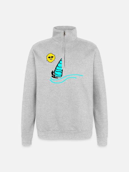 Surfer Sun - Quarter-Zip Sweatshirt - heather grey
