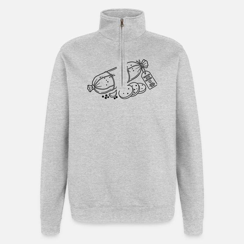 saucisson - Sweat à zip 1/4 - gris chiné