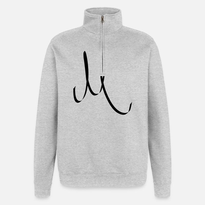 Buchstabe M - Quarter-Zip-Sweatshirt - Grau meliert