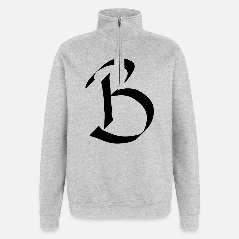Letter B - Quarter-Zip Sweatshirt - heather grey