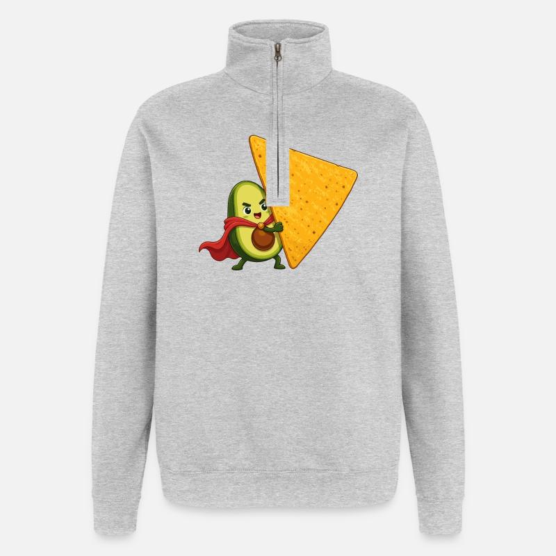 Avocado Held und Chip - Quarter-Zip-Sweatshirt - Grau meliert