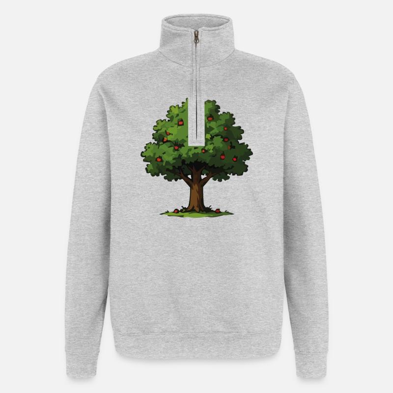 Apfelbaum im Waldstil - Quarter-Zip-Sweatshirt - Grau meliert