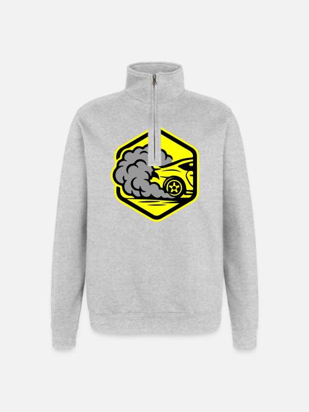 Automobile Icône Automobile Course - Sweat à zip 1/4 - gris chiné