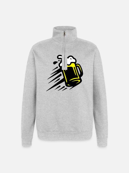 Bier Bierkrug Symbol - Quarter-Zip-Sweatshirt - Grau meliert