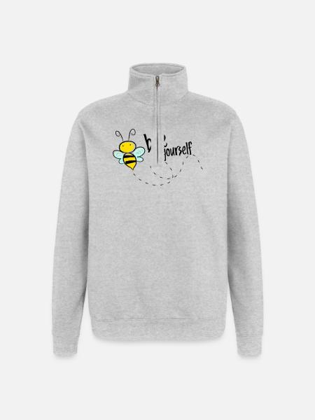 Bee Yourself Bee Saying T-Shirt - Quarter-Zip Sweatshirt - heather grey