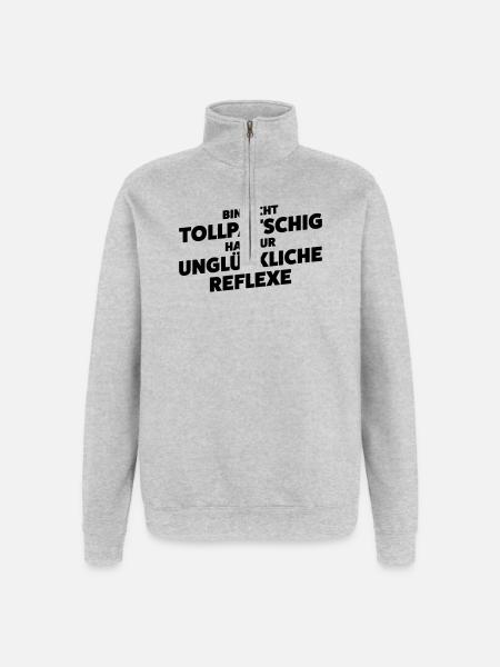 Unglueckliche Reflexe Spruch Shirt - Quarter-Zip-Sweatshirt - Grau meliert