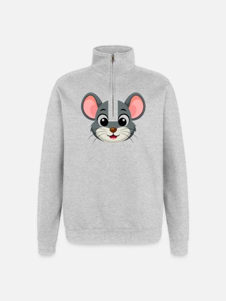 Petite souris mignonne - Sweat à zip 1/4 - gris chiné