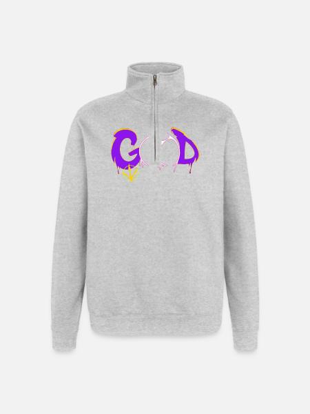Bon - Sweat à zip 1/4 - gris chiné