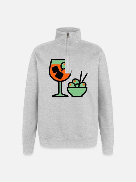 Martini Cocktail Graphic - Quarter-Zip Sweatshirt - heather grey