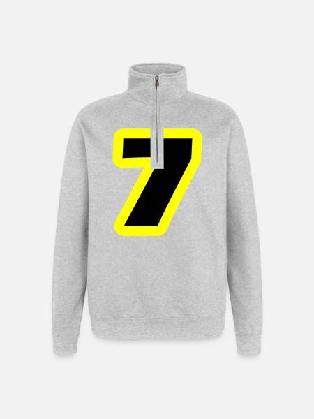 7 Symbole numérique - Sweat à zip 1/4 - gris chiné