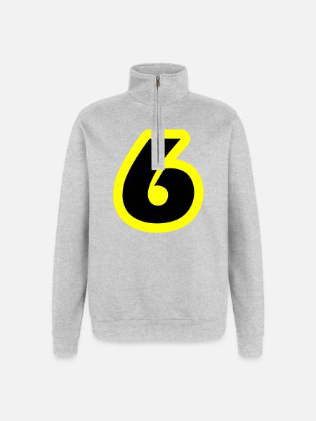 6 Symbole numérique - Sweat à zip 1/4 - gris chiné