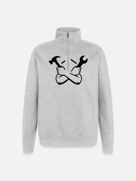 Handyman House Tool Emblem - Quarter-Zip Sweatshirt - heather grey