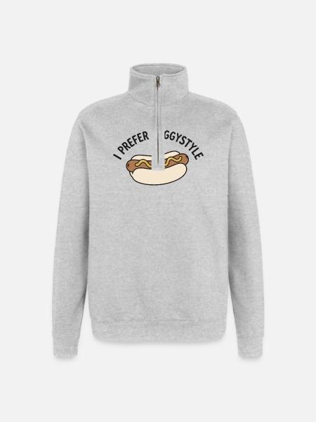 I Prefer Doggystyle Funny Hot Dog - Quarter-Zip Sweatshirt - heather grey