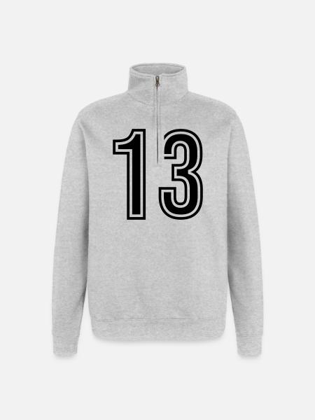 Symbole numérique 13 - Sweat à zip 1/4 - gris chiné