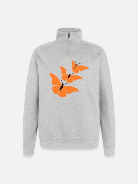 3_schmetterlinge_22 - Sweat à zip 1/4 - gris chiné