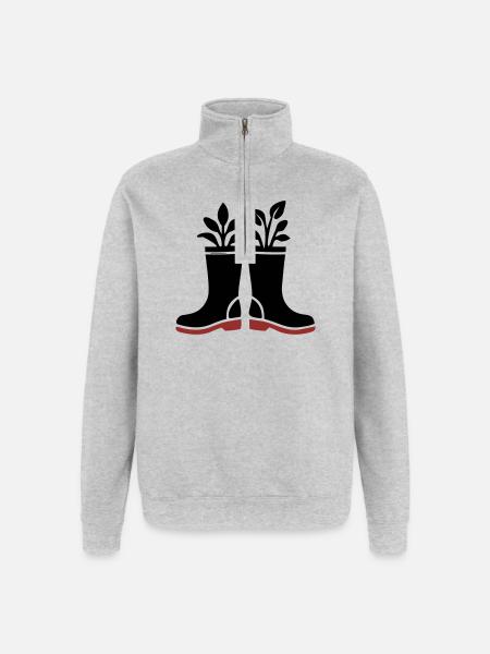 Rubber Boots Plants Icon - Quarter-Zip Sweatshirt - heather grey