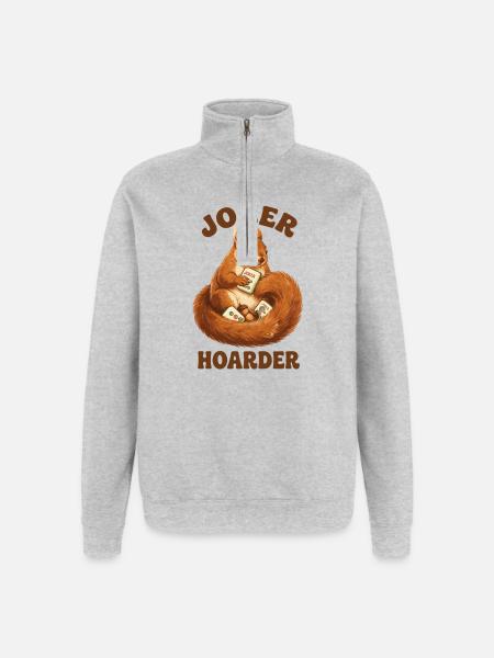 Mahjong Joker Hoarder Squirrel - Quarter-Zip Sweatshirt - heather grey
