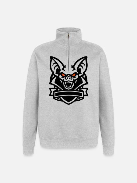 Fledermaus Maskottchen Logo - Quarter-Zip-Sweatshirt - Grau meliert