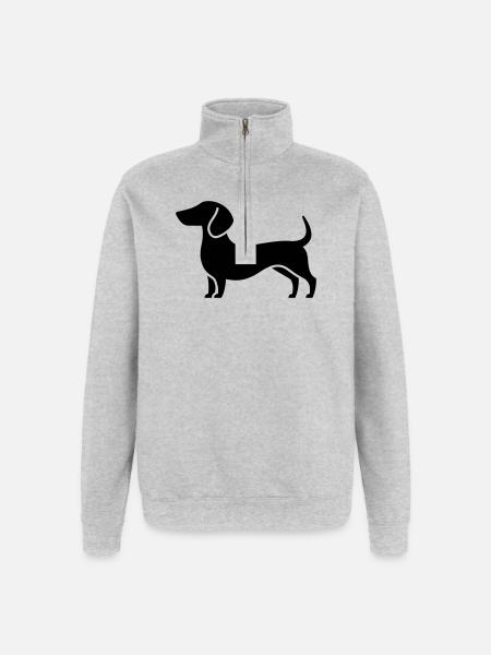 dachshund - Quarter-Zip Sweatshirt - heather grey