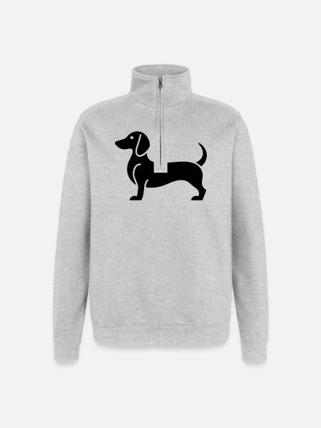 Dackel - Quarter-Zip-Sweatshirt - Grau meliert