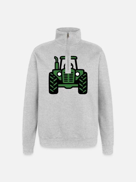 Tractor Front View Logo - Quarter-Zip Sweatshirt - heather grey