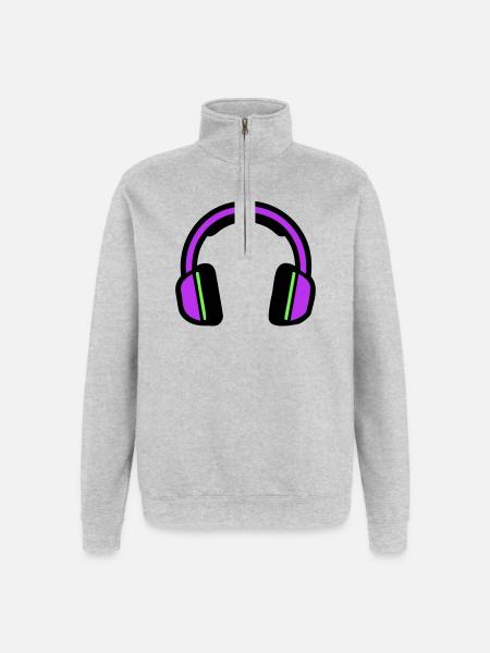 Silhouette musicale des écouteurs - Sweat à zip 1/4 - gris chiné