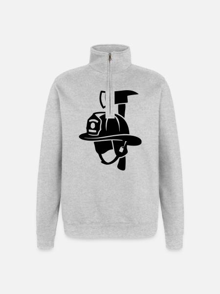 Frontal Feuerwehrhelm Logo - Quarter-Zip-Sweatshirt - Grau meliert