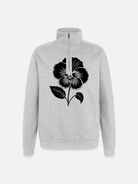 Pansy Flower - Quarter-Zip Sweatshirt - heather grey