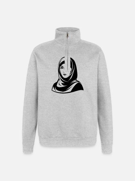 Hijab Woman - Quarter-Zip Sweatshirt - heather grey