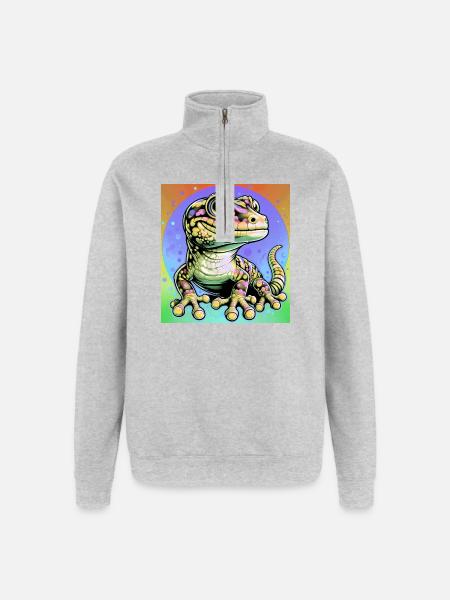 Gecko - Quarter-Zip-Sweatshirt - Grau meliert