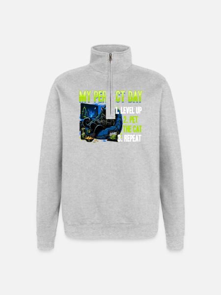 Gamer Gaming Cat Video Game - Quarter-Zip Sweatshirt - heather grey