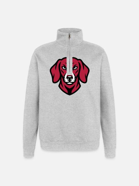 Dackel Maskottchen Logo - Quarter-Zip-Sweatshirt - Grau meliert
