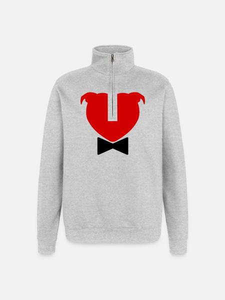 Herzkopf und Fliege – 029 - Quarter-Zip-Sweatshirt - Grau meliert