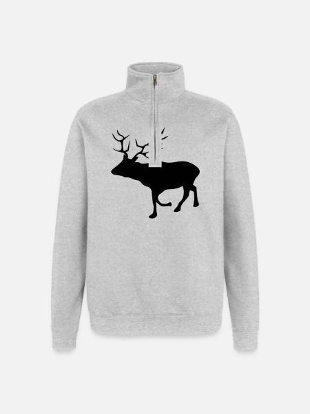Reh - Quarter-Zip-Sweatshirt - Grau meliert